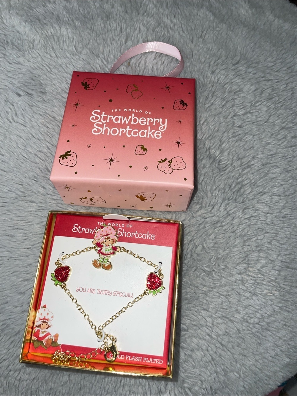 Strawberry Shortcake Gold-Tone Charm Bracelet - Pink & Red